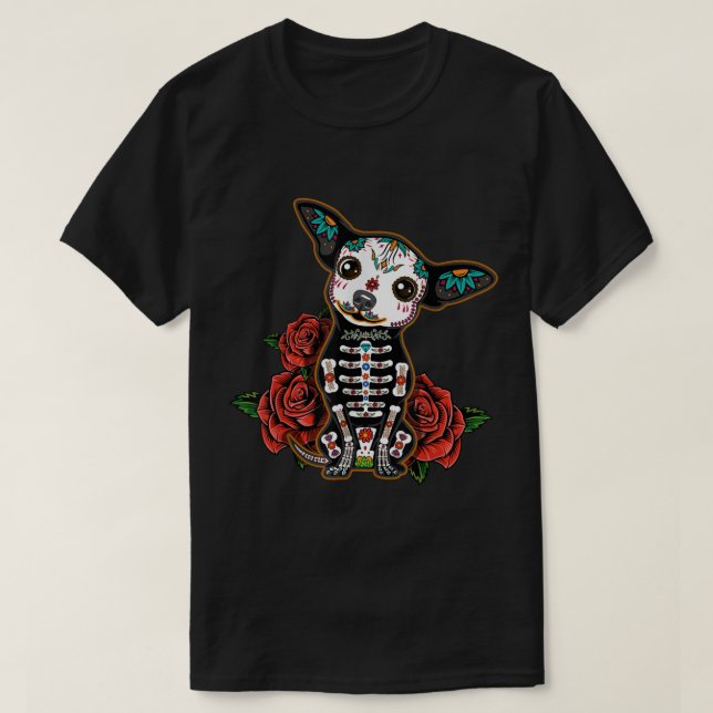 Chihuahua dia de los muertos day of the dead Dog s T-Shirt (Design vorne)