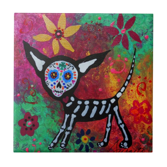 CHIHUAHUA DIA DE LOS MUERTOS TILE FLIESE (Vorderseite)
