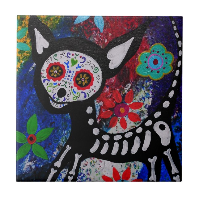 CHIHUAHUA DIA DE LOS MUERTOS TILE FLIESE (Vorderseite)