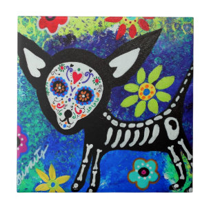 Chihuahua Dia de Los Muertos Tiles durch prisarts Fliese