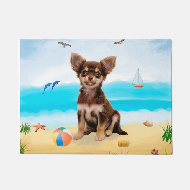Chihuahua Dog am Strand Fußmatte (Vorderseite)