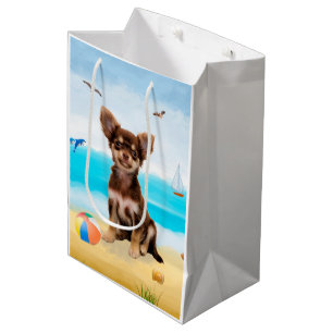 Chihuahua Dog am Strand Mittlere Geschenktüte