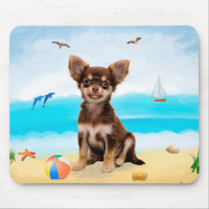 Chihuahua Dog am Strand Mousepad