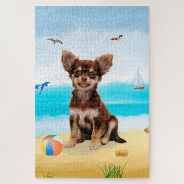 Chihuahua Dog am Strand Puzzle (Vertikal)