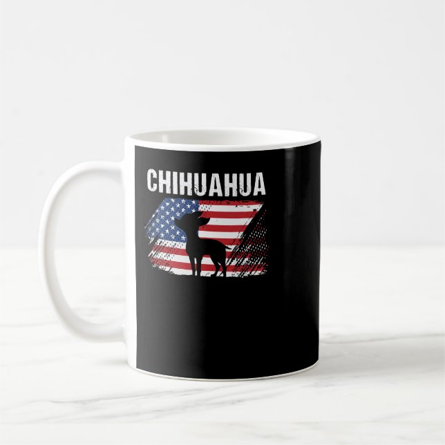Chihuahua Dog American Flag Retro Dog Silhouette C Kaffeetasse (Links)