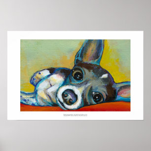 Chihuahua dog art - adorable fun portrait painting poster