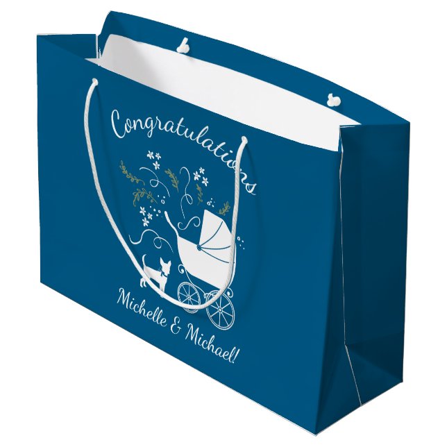 Chihuahua Dog Babydusche Große Geschenktüte (Rückseite Schrägansicht)