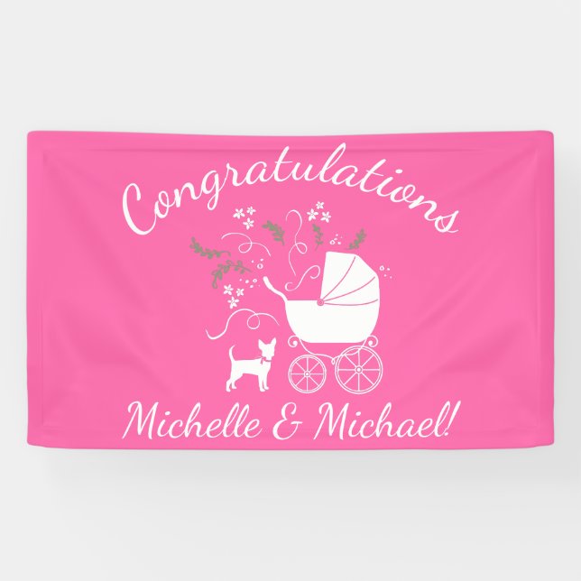Chihuahua Dog Babydusche Pink Girl Banner (Horizontal)