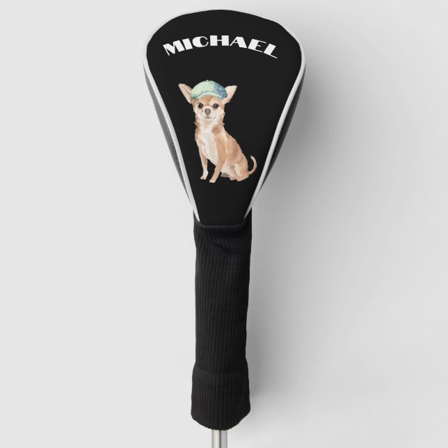 Chihuahua Dog Black Personal Golf Headcover (Vorderseite)