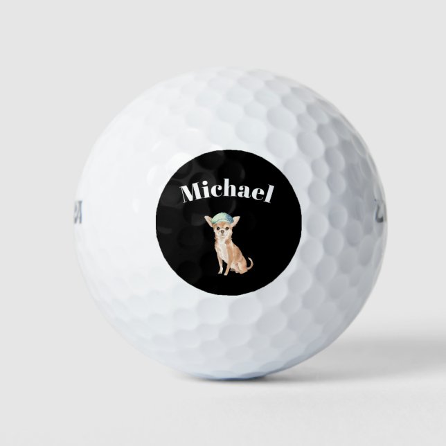 Chihuahua Dog Black Personal Golfball (Vorderseite)