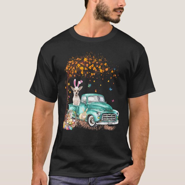 Chihuahua Dog Bunny Truck Hunt Eggs Tree Oster T-Shirt (Vorderseite)