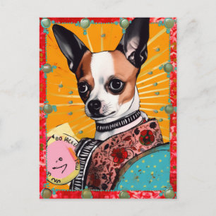 Chihuahua Dog Colorful Collage Postkarte