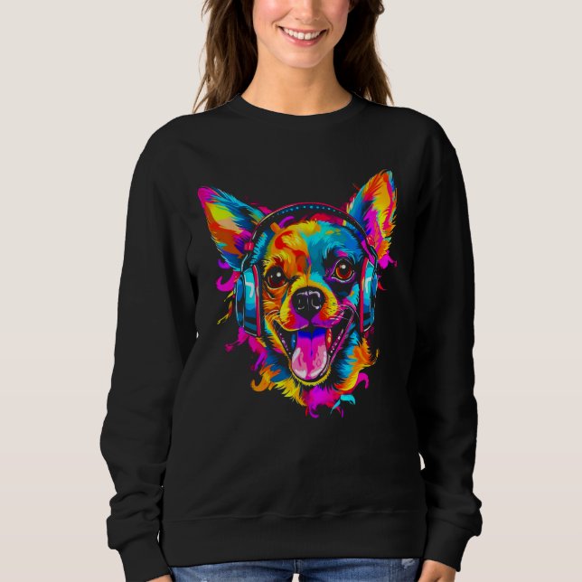 Chihuahua Dog DJ Festival Sweatshirt (Vorderseite)