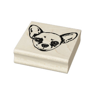 Chihuahua Dog Face Silhouette Gummistempel
