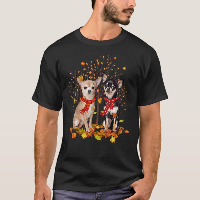 Chihuahua Dog Fall Herbst T-Shirt (Vorderseite)