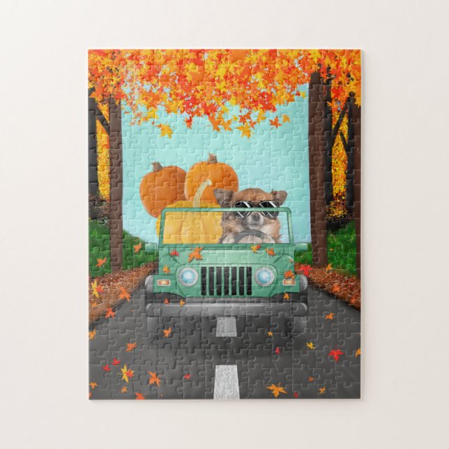 Chihuahua Dog Fall Pumpkin Puzzle (Vertikal)