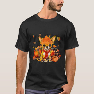 Chihuahua Dog Fall Scarf Leopard Pumpkins Herbst L T-Shirt