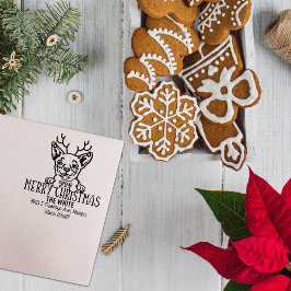 Chihuahua Dog Frohe Weihnachts-Rücksendeadresse Gummistempel