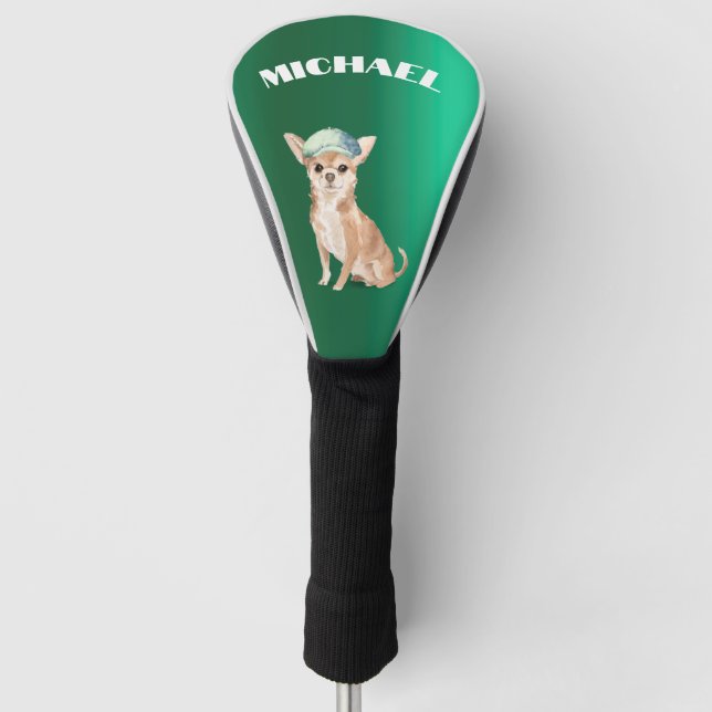 Chihuahua Dog Green Personal Golf Headcover (Vorderseite)