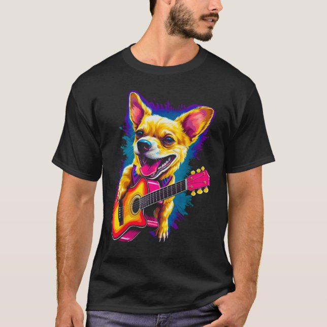 Chihuahua Dog Guitar T-Shirt (Vorderseite)