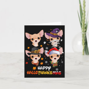 Chihuahua Dog Hallothanksmas Halloween Thanksgivin Karte
