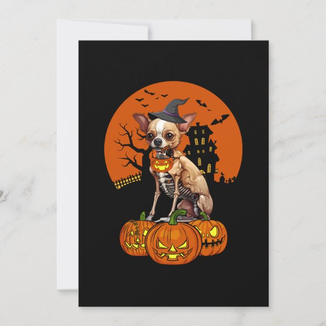 Chihuahua Dog Halloween Einladung (Vorderseite)