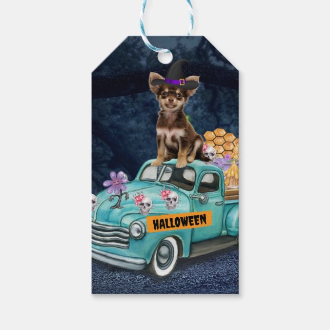 Chihuahua Dog Halloween Lkw Beängstigende Nacht Geschenkanhänger (Vorderseite)
