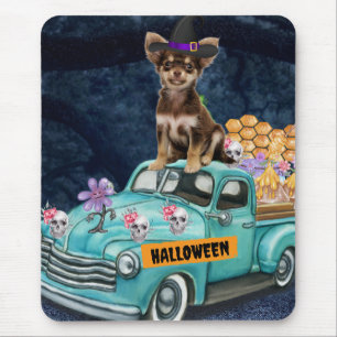 Chihuahua Dog Halloween Lkw Beängstigende Nacht Mousepad