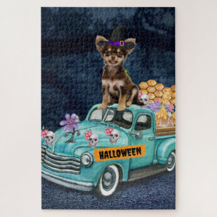 Chihuahua Dog Halloween Lkw Beängstigende Nacht Puzzle