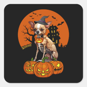 Chihuahua Dog Halloween Quadratischer Aufkleber