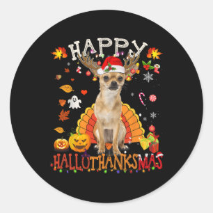 Chihuahua Dog Halloween Weihnachtshund Happy Hallo Runder Aufkleber