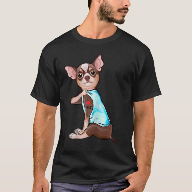 Chihuahua Dog I Liebe Vater Tattoo Chihuahua Vater T-Shirt (Vorderseite)
