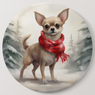 Chihuahua Dog in Schnee Weihnachten Button