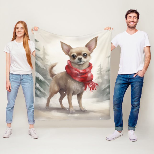 Chihuahua Dog in Schnee Weihnachten Fleecedecke (Beispiel)