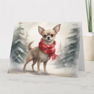 Chihuahua Dog in Schnee Weihnachten Karte
