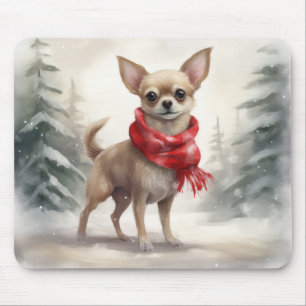 Chihuahua Dog in Schnee Weihnachten Mousepad