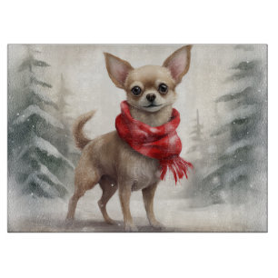 Chihuahua Dog in Schnee Weihnachten Schneidebrett