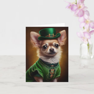 Chihuahua Dog in St. Patrick's Day Dress Karte