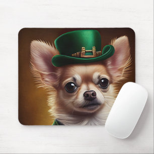 Chihuahua Dog in St. Patrick's Day Dress Mousepad