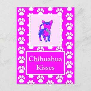 Chihuahua Dog Kisses Silhouette Niedlich P&B Postkarte