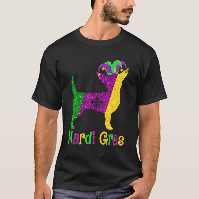 Chihuahua Dog Lover Mardi Gras Carnival Jester T-Shirt (Vorderseite)