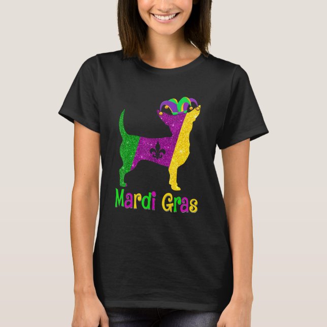 Chihuahua Dog Lover Mardi Gras Carnival Jester T-Shirt (Vorderseite)