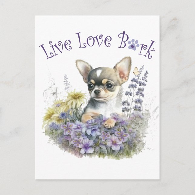 Chihuahua Dog Mama Floral Postkarte (Vorderseite)