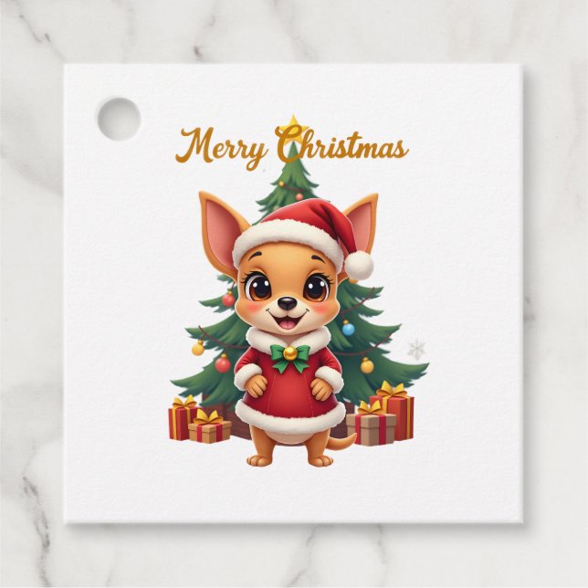 Chihuahua Dog Merry Christmas Geschenkanhänger (Vorderseite)