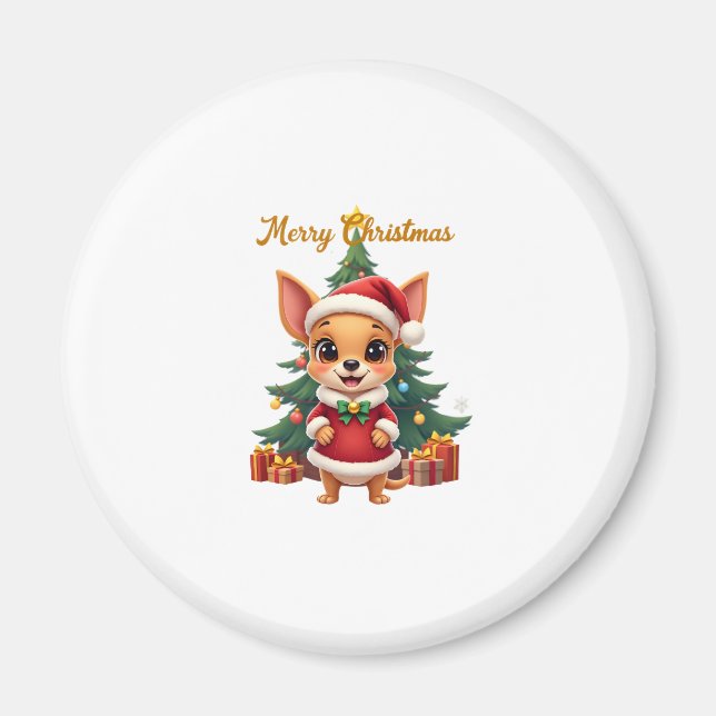 Chihuahua Dog Merry Christmas Magnet (Vorne)