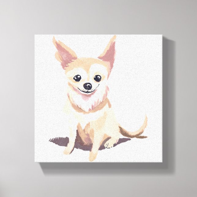 Chihuahua Dog | Niedlicher Hundepuppe Wasserfarbe Leinwanddruck (Vorderseite)