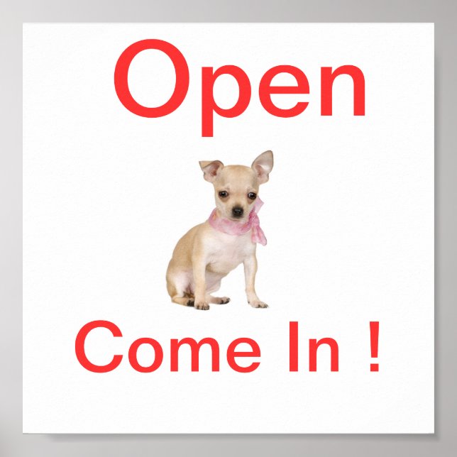 Chihuahua Dog Open Sign Poster (Vorne)