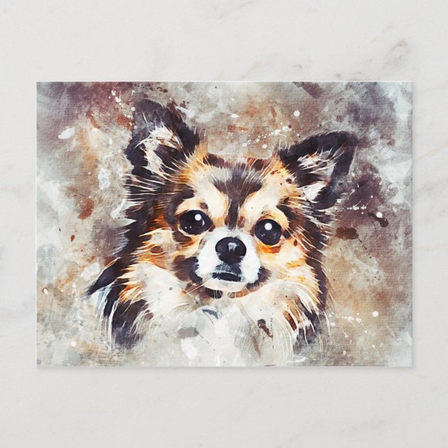 Chihuahua Dog Painting Postcard Postkarte (Vorderseite)