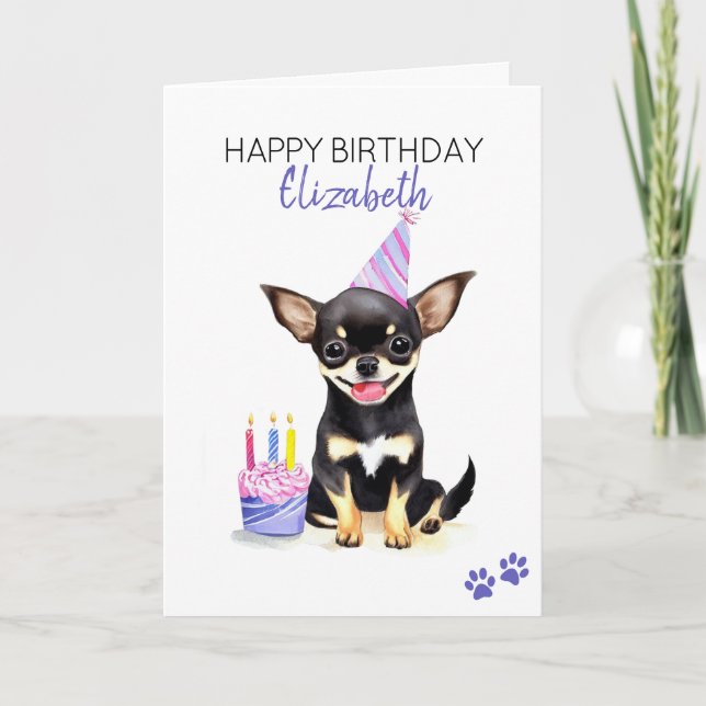 Chihuahua Dog Personalisiert Happy Birthday Karte (Vorderseite)