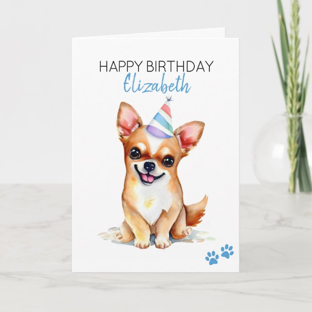 Chihuahua Dog Personalisiert Happy Birthday Karte (Vorderseite)